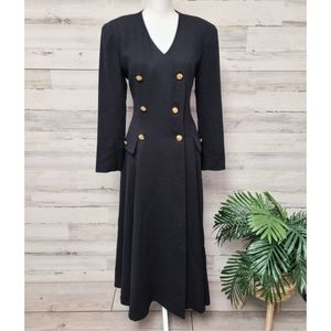 Vintage Robert Riel New York Saks Fifth Avenue Long Black Button Dress